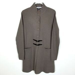 Toad &‎ Co. Women Devon Boiled Merino Wool Cardigan Jacket Size M Grey Button Up